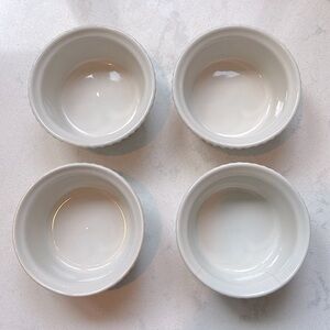 Vintage HALL White Ribbed Ramekins Baking | Dipping Bowls 839 USA set of 4
